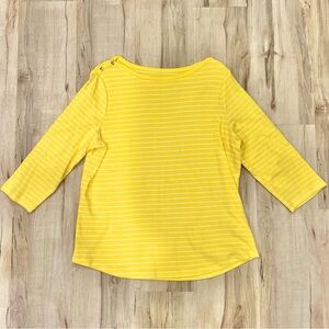Studio Works Yellow Long Sleeve Boatneck Tee - Petite Large